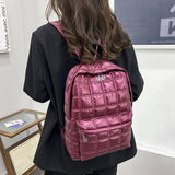 Winter Down Women's Backpack Ultra Light Space Bag Quilted Plaid Female S
