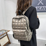 Winter Down Women's Backpack Ultra Light Space Bag Quilted Plaid Female S