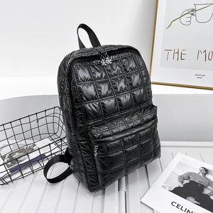 Winter Down Women's Backpack Ultra Light Space Bag Quilted Plaid Female S