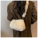 Winter Plush Crossbody Shoulder Bag for Women Underarm Furry Totes