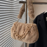 Winter Plush Crossbody Shoulder Bag for Women Underarm Furry Totes