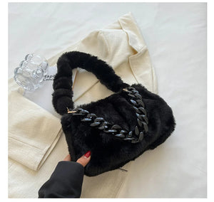 Winter Plush Crossbody Shoulder Bag for Women Underarm Furry Totes