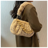 Winter Plush Crossbody Shoulder Bag for Women Underarm Furry Totes