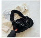 Winter Plush Crossbody Shoulder Bag for Women Underarm Furry Totes