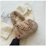 Winter Plush Crossbody Shoulder Bag for Women Underarm Furry Totes