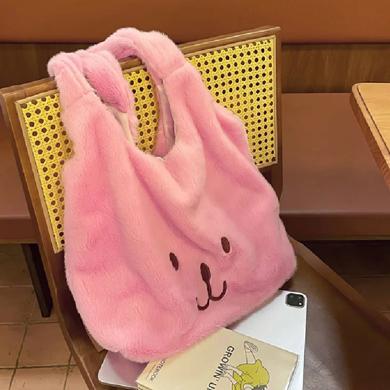 Winter Plush Shoulder Bag for Women Ladies Shopping Handbag Female Tote Bag