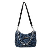 Animal Print Faux Fur Crossbody Bag Chain Handbag