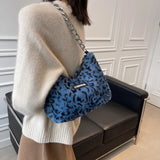 Animal Print Faux Fur Crossbody Bag Chain Handbag