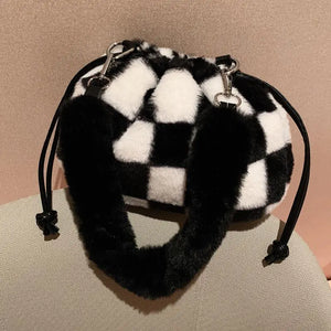 Winter Faux Fur Shoulder Bags Soft Plush Hand Bags Fur Clutch Purse