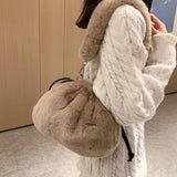 Winter Faux Fur Shoulder Bags Soft Plush Hand Bags Fur Clutch Purse