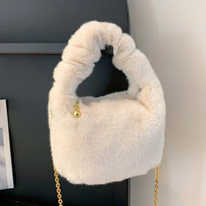 Winter INS Plush Small Faux Fur Handbag Fluffy Tote Shoulder Bag