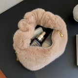 Winter INS Plush Small Faux Fur Handbag Fluffy Tote Shoulder Bag