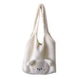 Winter Lambswool Shoulder Bag Girls Ins Brown Bear Soft Plush Shopper Bags