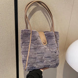 Winter Fur Tote Handbag for Women, Large Warm Shoulder Bag