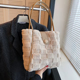 Winter Fur Tote Handbag for Women, Large Warm Shoulder Bag