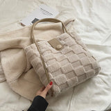 Winter Fur Tote Handbag for Women, Large Warm Shoulder Bag
