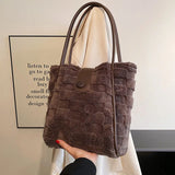 Winter Fur Tote Handbag for Women, Large Warm Shoulder Bag