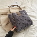 Winter Fur Tote Handbag for Women, Large Warm Shoulder Bag