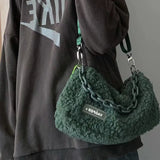Winter Messenger Plush Bag Lamb Wool Youth One-Shoulder Bag Chain Street