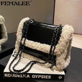 Winter Lambswool Edged Armpit Bag Soft Small Crossbody Shoulder Bag