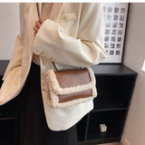 Winter Lambswool Edged Armpit Bag Soft Small Crossbody Shoulder Bag