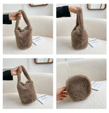 Winter Soft Faux Fur Women's Bucket Bag Furry Fluffy Tote Bag