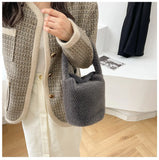 Winter Soft Faux Fur Women's Bucket Bag Furry Fluffy Tote Bag