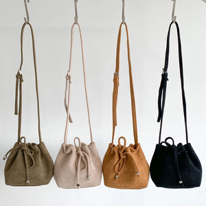 Winter Women?s Handbag Faux Suede Drawstring Bucket Bag