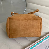Winter Women?s Handbag Faux Suede Drawstring Bucket Bag