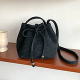 Winter Women?s Handbag Faux Suede Drawstring Bucket Bag