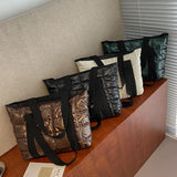 Winter Nylon Padded Tote Bag Quilted Plaid Women Handbags Shoulder Bags