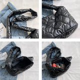 Winter Padded Women's Shoulder Messenger Bag Top Fabric Tote Lady Small Crossbod