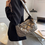 Winter Padded Women's Shoulder Messenger Bag Top Fabric Tote Lady Small Crossbod