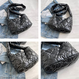 Winter Padded Women's Shoulder Messenger Bag Top Fabric Tote Lady Small Crossbod