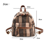 Winter Plaid Nylon Women Backpack Students Small Schoolbag Campus Stripe Style