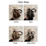 Winter Plaid Nylon Women Backpack Students Small Schoolbag Campus Stripe Style