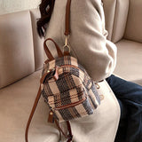 Winter Plaid Nylon Backpack Students Small Schoolbag Campus Stripe Style G