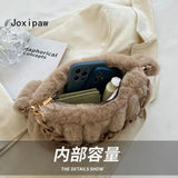 Vintage Plush Shoulder Bag Chain Tote Female Handbag