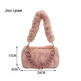 Vintage Plush Shoulder Bag Chain Tote Female Handbag
