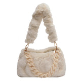 Vintage Plush Shoulder Bag Chain Tote Female Handbag