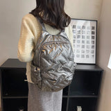 Large Capacity Women's Backpack Ruched Knapsack Travel Bags