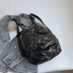 Large Capacity Women's Backpack Ruched Knapsack Travel Bags
