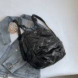 Large Capacity Women's Backpack Ruched Knapsack Travel Bags