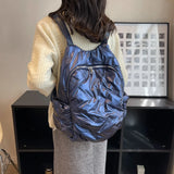 Large Capacity Women's Backpack Ruched Knapsack Travel Bags