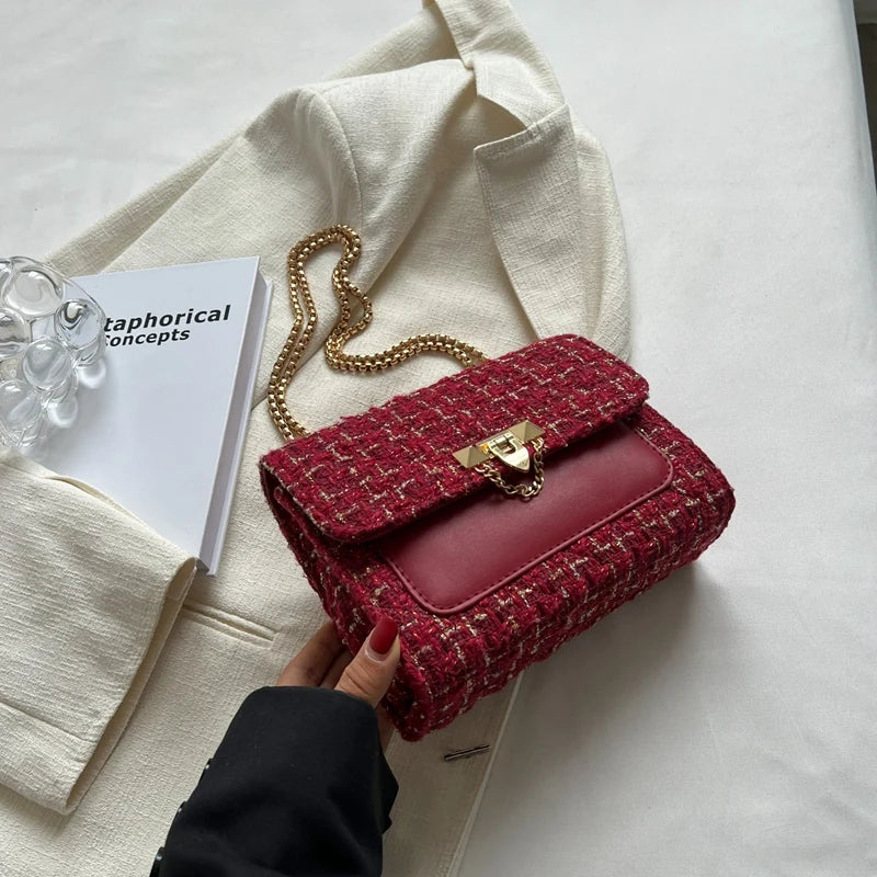 Winter Woolen Handbags Crossbody Bag Shoulder Purse Clutch