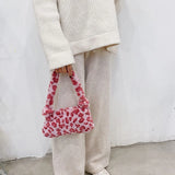 Winter Women Fluffy Shoulder Bag Solid Color/Leopard Print Handbag