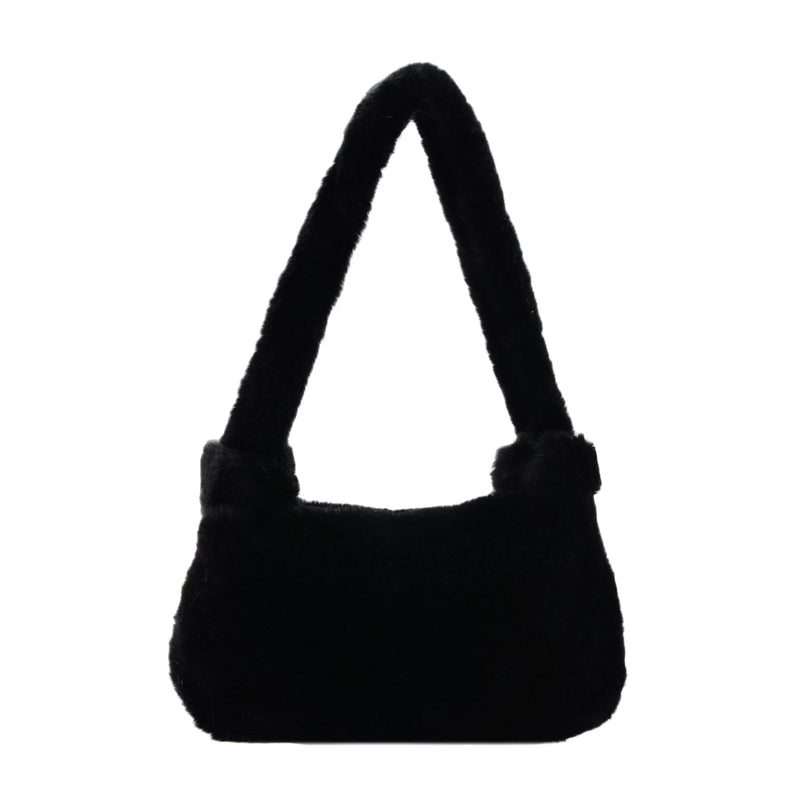 Winter Women Fluffy Shoulder Bag Solid Color/Leopard Print Handbag
