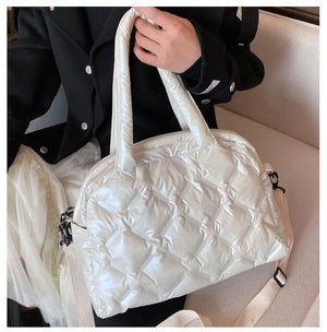 Winter Women Space Padded Down Bag Large Capacity Quilted Handbag Shoulder Bag