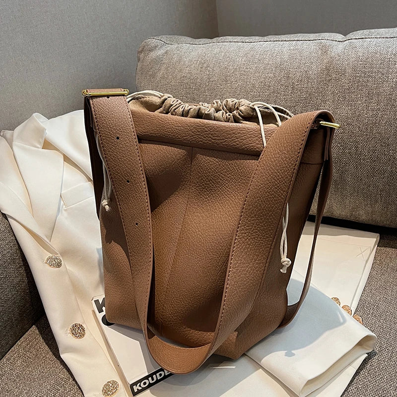 Winter Women PU Leather Shoulder Handbag Vintage Soft Surface Sac A Main