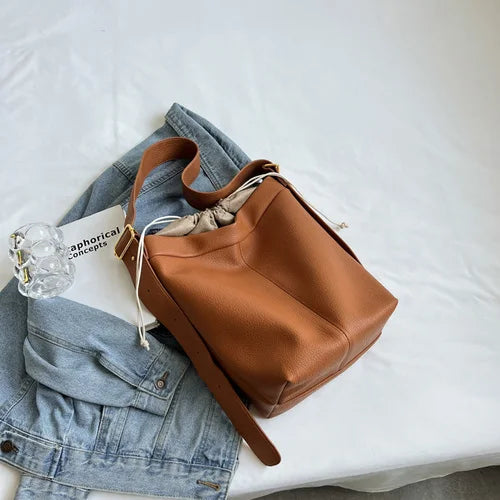 Winter Women PU Leather Shoulder Handbag Vintage Soft Surface Sac A Main